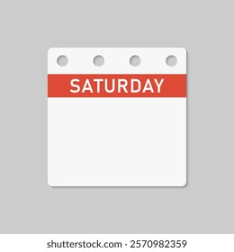 Icon square page calendar day of the week - Saturday. Empty space for your text. Vector simple pictogram reminder calendar for date, to-do list. Template for anniversary, reminder, schedule, planning