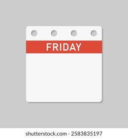 Icon square page calendar day of the week - Friday. Empty space for your text. Vector simple pictogram reminder calendar for date, to-do list. Template for anniversary, reminder, schedule, planning