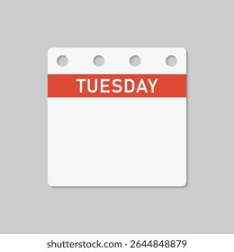 Icon square page calendar day of the week - Tuesday. Empty space for your text. Vector simple pictogram reminder calendar for date, to-do list. Template for anniversary, reminder, schedule, planning