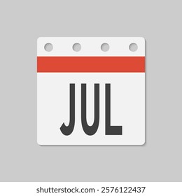 Icon square page calendar month - July. Vector simple pictogram reminder 7th month of the year. Calendar on the wall for date, to-do list. Template for anniversary, reminder, schedule, planning