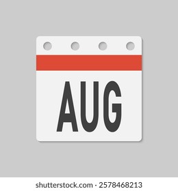 Icon square page calendar month - August. Vector simple pictogram reminder 8th month of the year. Calendar on the wall for date, to-do list. Template for anniversary, reminder, schedule, planning