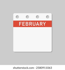 Icon square page calendar month - February. Empty space for your text. Vector simple pictogram reminder calendar for date, to-do list. Template for anniversary, reminder, schedule, planning