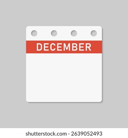 Icon square page calendar month - December. Empty space for your text. Vector simple pictogram reminder calendar for date, to-do list. Template for anniversary, reminder, schedule, planning