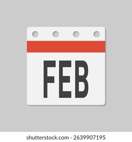 Icon square page calendar month - February. Vector simple pictogram reminder 2nd month of the year. Calendar on the wall for date, to-do list. Template for anniversary, reminder, schedule, planning