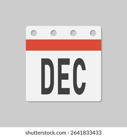 Icon square page calendar month - December. Vector simple pictogram reminder 12th month of the year. Calendar on the wall for date, to-do list. Template for anniversary, reminder, schedule, planning
