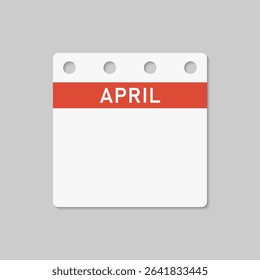 Icon square page calendar month - April. Empty space for your text. Vector simple pictogram reminder calendar for date, to-do list. Template for anniversary, reminder, schedule, planning