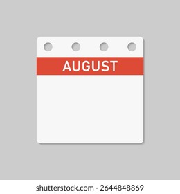 Icon square page calendar month - August. Empty space for your text. Vector simple pictogram reminder calendar for date, to-do list. Template for anniversary, reminder, schedule, planning