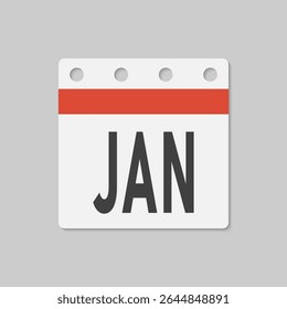 Icon square page calendar month - January. Vector simple pictogram reminder 1st month of the year. Calendar on the wall for date, to-do list. Template for anniversary, reminder, schedule, planning