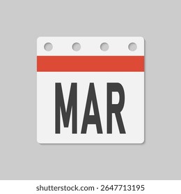 Icon square page calendar month - March. Vector simple pictogram reminder 3rd month of the year. Calendar on the wall for date, to-do list. Template for anniversary, reminder, schedule, planning