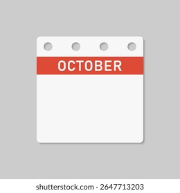 Icon square page calendar month - October. Empty space for your text. Vector simple pictogram reminder calendar for date, to-do list. Template for anniversary, reminder, schedule, planning
