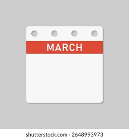 Icon square page calendar month - March. Empty space for your text. Vector simple pictogram reminder calendar for date, to-do list. Template for anniversary, reminder, schedule, planning