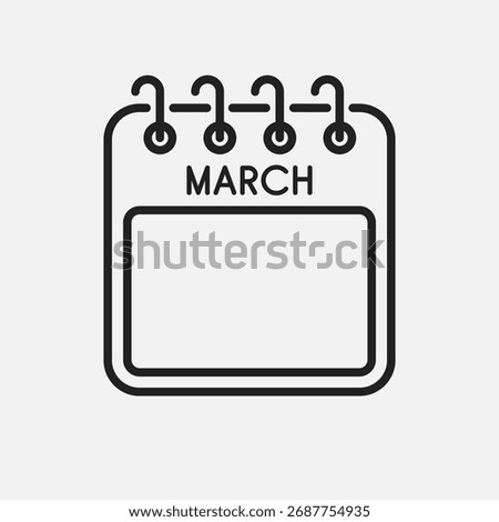 Icon square page calendar month - March. Empty space for your text. Vector simple pictogram reminder calendar for date, to-do list. Template for anniversary, reminder, schedule, planning
