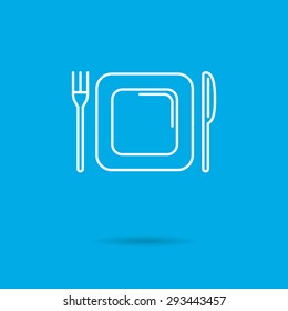 Icon of square plate, fork and knife