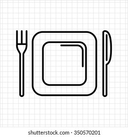 Icon of square plate, fork and knife