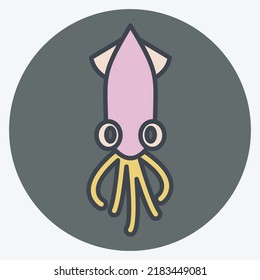 Icon Squid. suitable for Meat. color mate style. simple design editable. design template vector. simple illustration