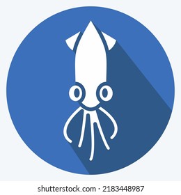 Icon Squid. suitable for Meat. long shadow style. simple design editable. design template vector. simple illustration