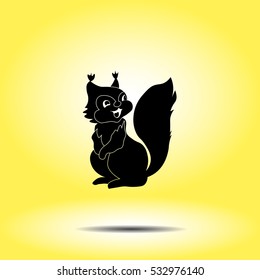 Icon of squirrel on yellow background. All elements squirrel for web design and decoration of greeting cards.
