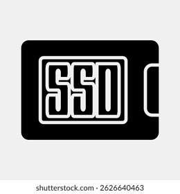 Icon ssd. Computer components elements. Icon in glyph style.