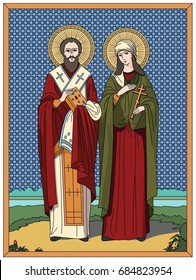 Icon of St. Cyprian and Justine, protectors against witchcraft and black arts.