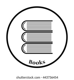 Icon of Stack of books. Thin circle design. Vector illustration.