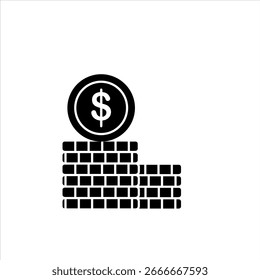 Icono Pila de Dólares de Moneda Silueta Estilo Vector Aislado Diseño Plano