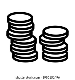 Icono De La Pila De Monedas. Diseño de contorno negrita editable. Ilustración vectorial.