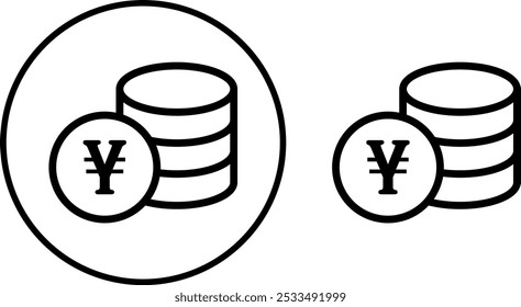O ícone "Pilha de moedas em yuan" sobre um fundo transparente. Ilustração vetorial de moedas em yuan (arquivo EPS). É fácil editar, redimensionar e colorir. Ícones para empresas, web design e infográficos.