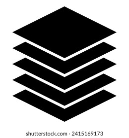 Icon stack of layers, layers parallel to plane