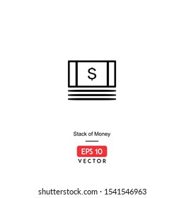 Icon stack of money illustartion with line style vector, isolated on white background, EPS10 - Vector