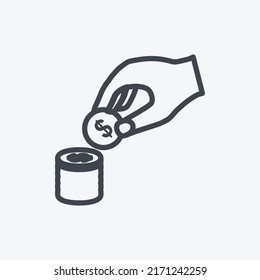 Icon Stacking Coins. suitable for Hand Actions symbol. line style. simple design editable. design template vector. simple symbol illustration