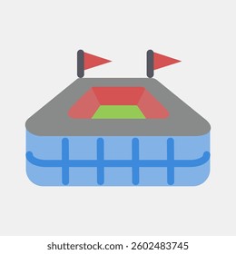Icon stadium. Football and soccer elements. Icon in flat style.