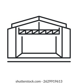 Icon of a stage structure representing a performance space structure for various radio shows with detailed architectural features
