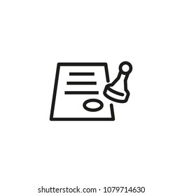 Icon Of Stamping Paper. Seal, Document, Agreement. Paperwork Concept. Can Be Used For Topics Like Official Documentation, Approved Paper, Permission