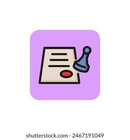 Icon of stamping paper. Seal, document, agreement. Paperwork concept. Can be used for topics like official documentation, approved paper, permission