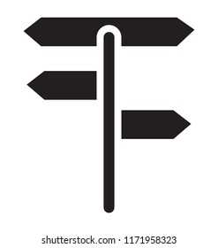 
Icon of a stand having pointing boards depicting direction sign
