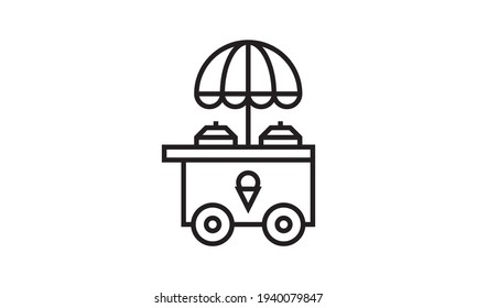 Icon stand ice creams sweet cart isolated vector illustration.