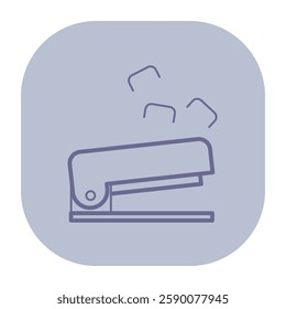 Icon of stapler engaging with multiple staples in office setting. Essential office supplies and tasks concept