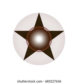Icon of the star in the circle glowing vector