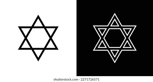 icon star of david, star of david with black outline, white background.