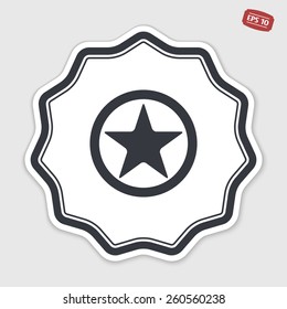 Icon star. Flat style. Flat design style. Made vector illustration. Emblem or label with shadow.