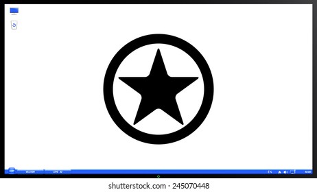 Icon star on the screen monitor. Made vector illustration