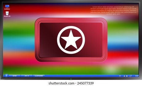 Icon star on the screen monitor. Made vector illustration