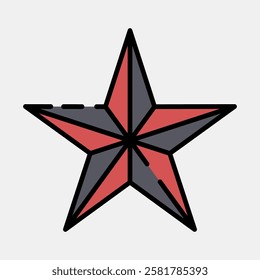 Icon star. Traditional tattoo elements. Icon in filled line style.