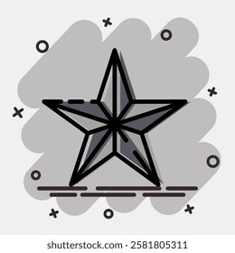 Icon star. Traditional tattoo elements. Icon in comic style.