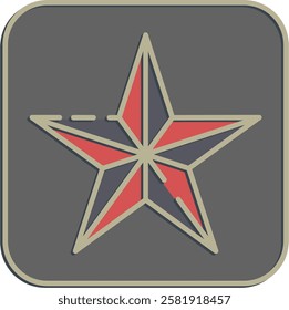 Icon star. Traditional tattoo elements. Icon in embossed style.