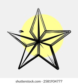 Icon star. Traditional tattoo elements. Icon in color spot style.