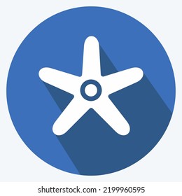 Icon Starfish. suitable for seafood symbol. long shadow style. simple design editable. design template vector. simple illustration