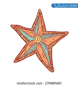 icon Starfishes .hand drawn Vector Illustration