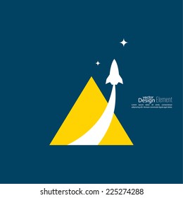 Icon for a start up business project.The launch with a cloud of smoke. 