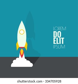 Icon for a start up business project.The launch with clouds of smoke. 